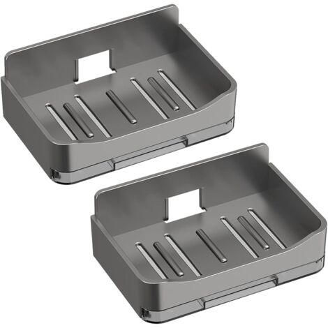 Set di 2 portasapone da doccia, da parete con scarico, adatti per docce, bagni e cucine (grigio).