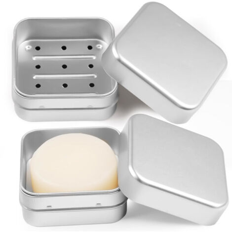 Set di 2 portasapone in alluminio con scolapiatti - Portasapone da viaggio a prova di perdite - Piccolo portasapone con sacchetto per sapone - Contenitore solido per shampoo per casa o in viaggio