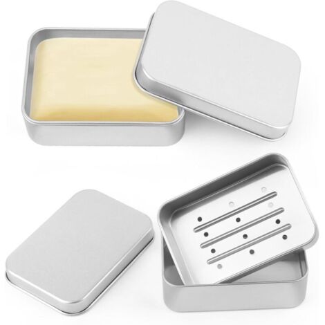 Set di 2 portasapone in alluminio, con scolasapone, supporto per sapone rimovibile, portasapone da viaggio, impermeabile, per casa o viaggi, adatto a tutti i tipi di sapone.