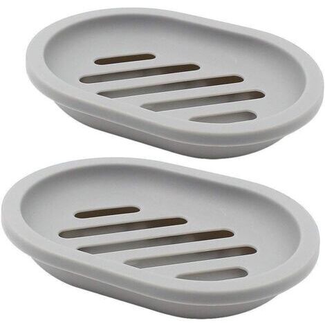 Set di 2 portasapone, porta sapone, salva sapone, porta sapone da viaggio, facili da pulire, asciutti (grigio)