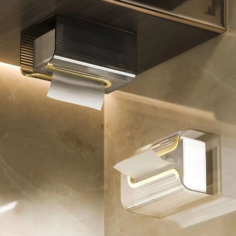 Set di 2 portasciugamani/organizer multifunzionale da cucina - Oro champagne + Trasparente