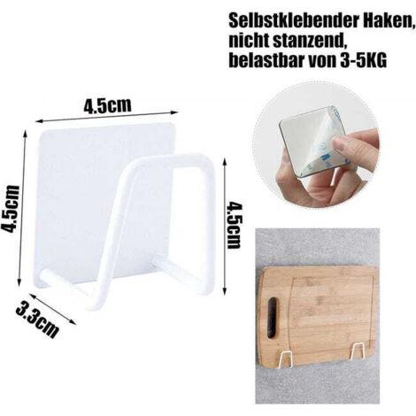 Set di 2 portaspugne da cucina autoadesivi, installazione senza trapano, acciaio inossidabile, antiruggine e impermeabile, bianco