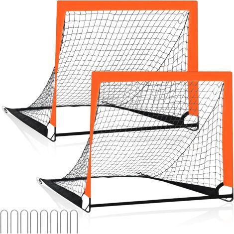 Set di 2 porte da calcio per bambini, porta da calcio pieghevole per prati da giardino all'aperto, 120x90x90 cm