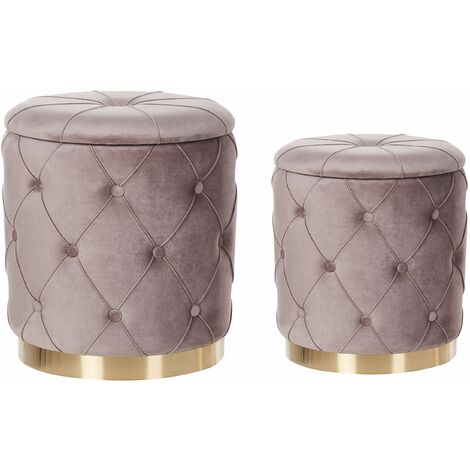 Pouf contenitore rotondo beige