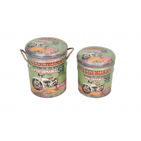 SET DI 2 POUF CONTENITORE TONDI MULTIFUNZIONALI VERDE