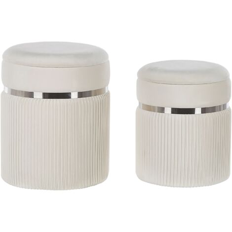 Set di 2 pouf in velluto bianco Camdenton