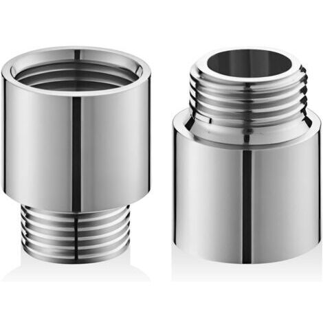 Set di 2 prolunghe per rubinetto da 1/2" x 20 mm - Acciaio inossidabile - Prolunga filettata per valvola ad angolo - Prolunga per soffione doccia - Connettore per rubinetto da giardino