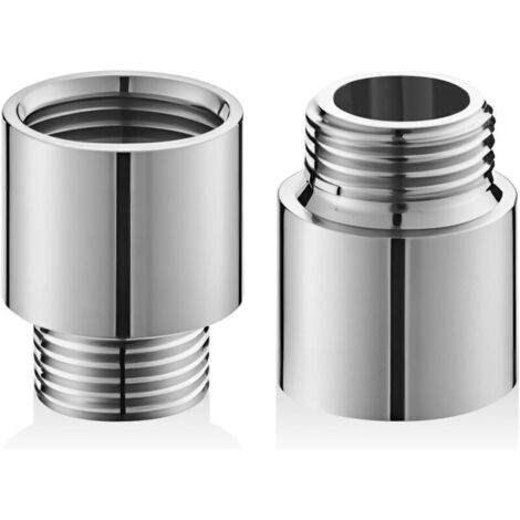 Set di 2 prolunghe per rubinetto da 1/2" x 20 mm - Acciaio inox - Prolunga filettata per valvola ad angolo - Prolunga per soffione doccia - Connettore per rubinetto da giardino