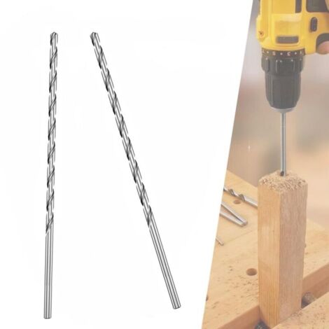 Set di 2 punte da trapano elicoidali HSS da 200 mm x 4 mm, punta da trapano HSS extra lunga con gambo dritto (4 mm)