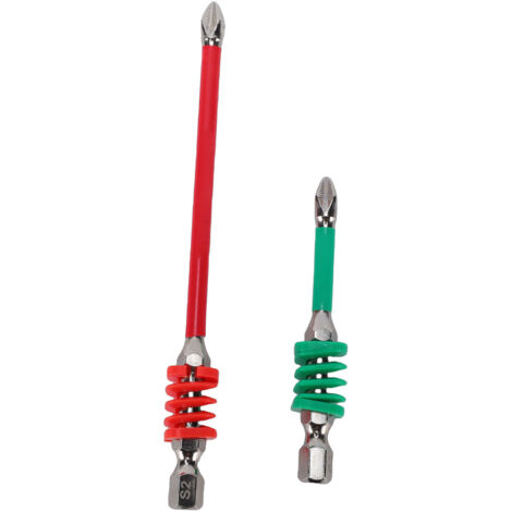 Set di 2 punte per cacciavite a molla da 1/4 di pollice, con gambo esagonale da 65 mm e 110 mm, per viti a testa Phillips, utensili elettrici e manuali.