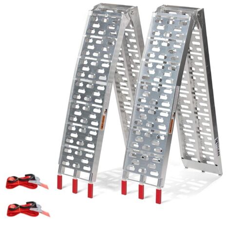 Set di 2 Rampa di carico in alluminio Rampa di accesso pieghevole e antiscivolo per motocicli fino a 680KG