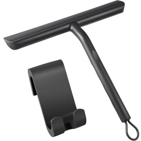 Set di 2 raschietti per doccia per una pulizia delicata delle porte in vetro, raschietto per bagno con supporto 2126.53.5 cm nero, raschietto in silicone per finestrini auto