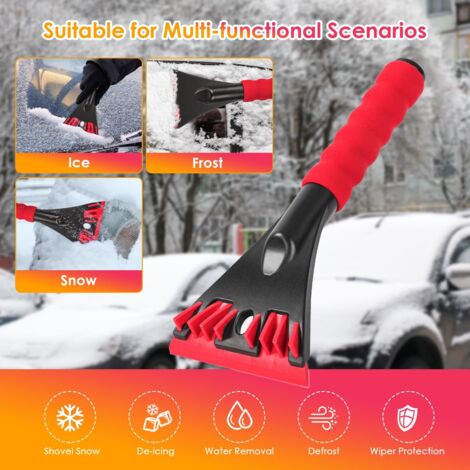 Set di 2 raschietti per parabrezza auto, 2 in 1 raschietto per ghiaccio auto con impugnatura antiscivolo, raschietto per ghiaccio auto, strumento per sbrinare e rimuovere la neve per parabrezza e fine