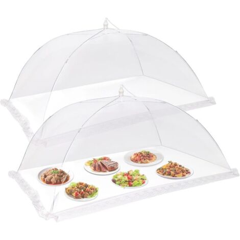 Set di 2 reti protettive riutilizzabili e pieghevoli per alimenti da esterno (40 x 60 cm) per feste, picnic e barbecue.