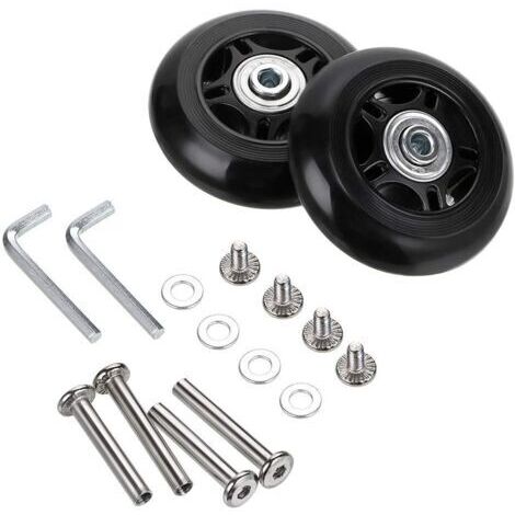 Set di 2 ruote di ricambio per valigia, 75x24 mm, ruote di riparazione per bagagli, nere