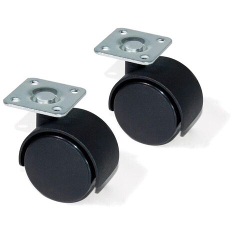 Set di 2 Ruote Girevoli Universali diam 50mm 4 Fori di Fissaggio