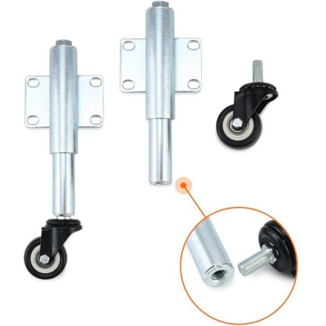 Set di 2 ruote piroettanti a molla, ideali per cancelli, mobili e carrelli - Ø50 mm - Portata massima 60 kg ciascuna
