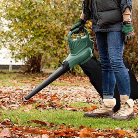Set di 2 sacchetti universali per soffiatore e aspirapolvere, neri, sacco di raccolta foglie, misura universale, regolabile, adatto per soffiatori per foglie da giardino, prati e cortili