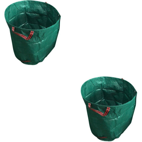Set di 2 sacchi per rifiuti da giardino, 300 L, sacchi per rifiuti da giardino, sacchi per foglie con manici, sacchi pieghevoli in tessuto industriale verde per erba