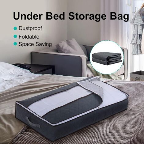 Set di 2 sacchi portaoggetti da riporre sotto il letto, ideali per riporre vestiti, piumoni, coperte, lenzuola e trapunte.