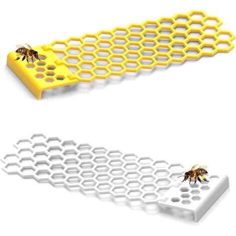 Set di 2 scale galleggianti per api, isola galleggiante per api, nido d'api pieghevole, isola galleggiante per insetti, per alveari, giardini, frutteti, giallo e bianco