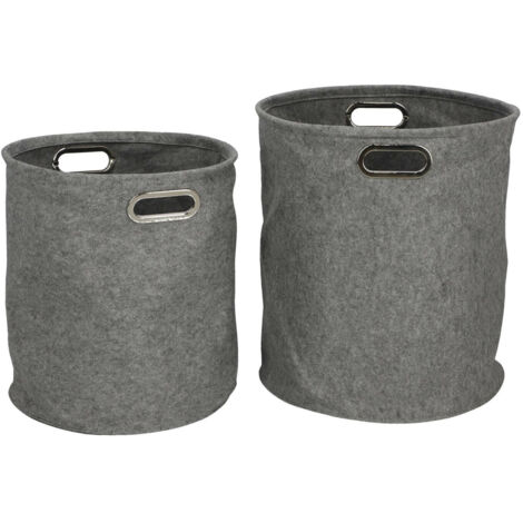 Set di 2 scatole in feltro ROTONDO GRIGIO