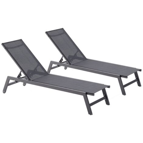 Set di 2 sdraio grigio scuro e nero PRATO