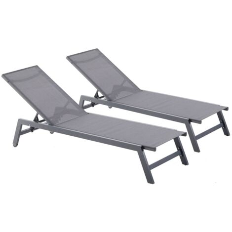 Set di 2 sdraio grigio scuro PRATO