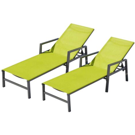Set di 2 sdraio in alluminio grigio scuro e verde BARI