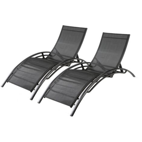 Set di 2 sdraio regolabili in alluminio e textilene nero/nero BAHIA