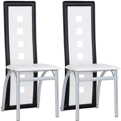 Set di 2 Sedia da pranzo,PVC,Moderne,elegante,Bianco e nero