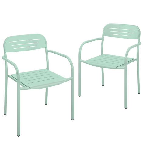 Set di 2 sedie a sdraio impilabili da giardino per esterni con braccioli, resistenti alle intemperie, 56x58x78 cm, verdi.