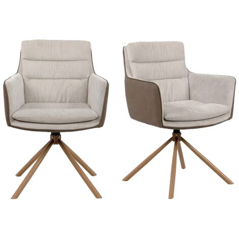 Set di 2 sedie beige con decorazione in legno L63 cm - Logan