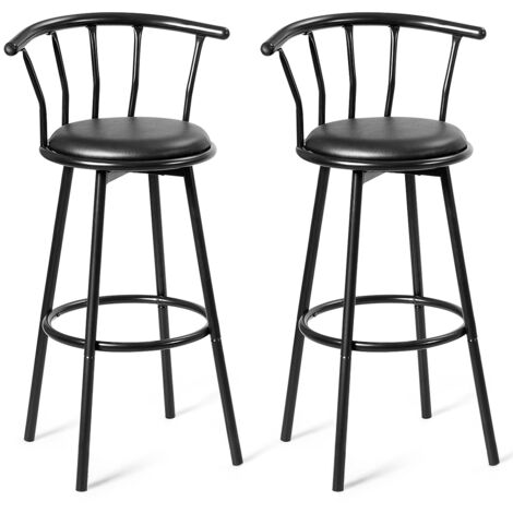 Set di 2 sedie da bar con poggiapiedi Sgabello alto ergonomico, 102x39x39cm Nero