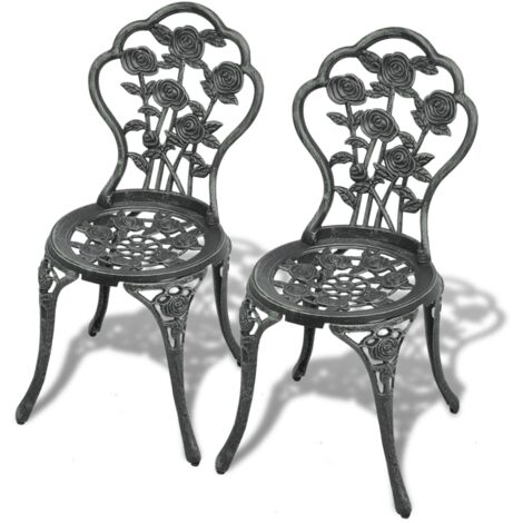 Set di 2 Sedie da Bistro Sedie da Giardino ,Poltrona outdoor t in Alluminio Pressofuso Verde ITD41930