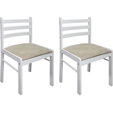 Set di 2 sedie da cucina per sala da pranzo dal design classico, legno massello di gomma e velluto bianco CDS020170