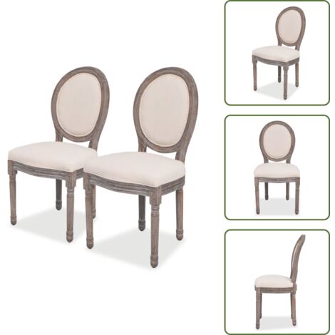 Set di 2 sedie da cucina sala da pranzo in stile classico in tessuto crema CDS020434