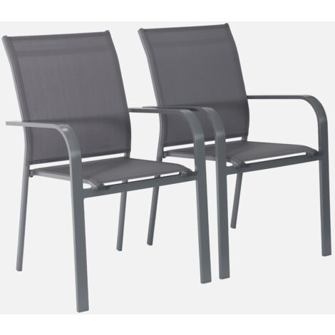 Set di 2 sedie da giardino impilabile in alluminio e textilene