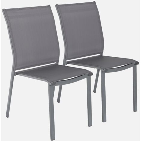 Set di 2 sedie da giardino impilabili in alluminio e textilene