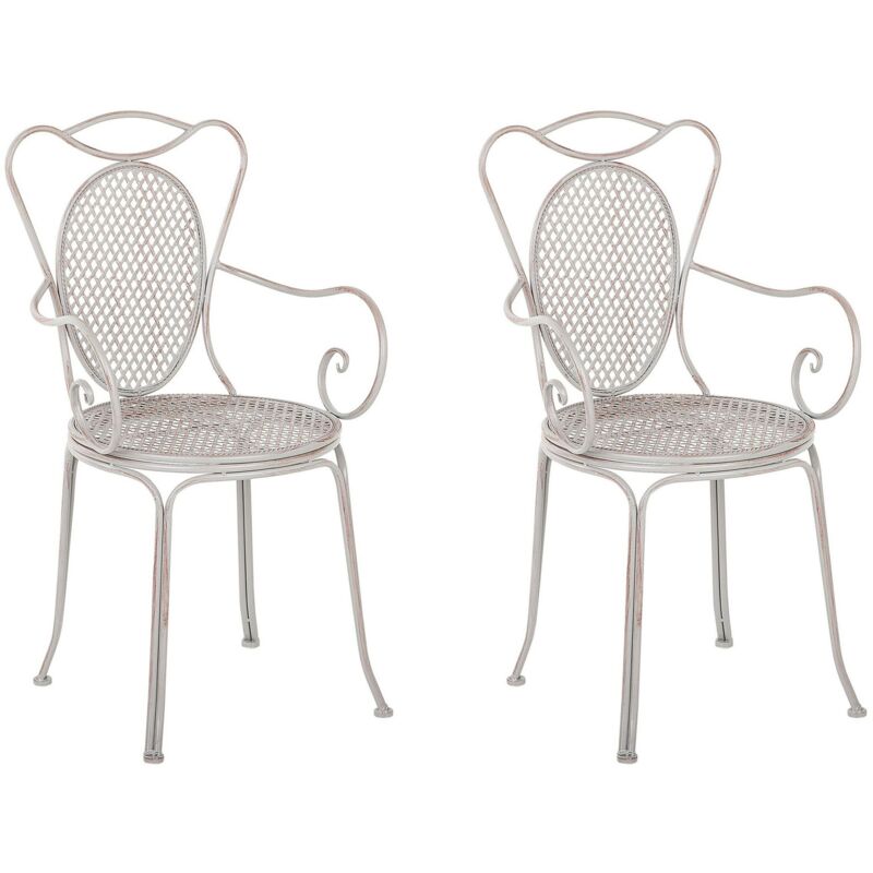 Set di 2 Sedie da Giardino in ferro Grigio Shabby Chic Cilento