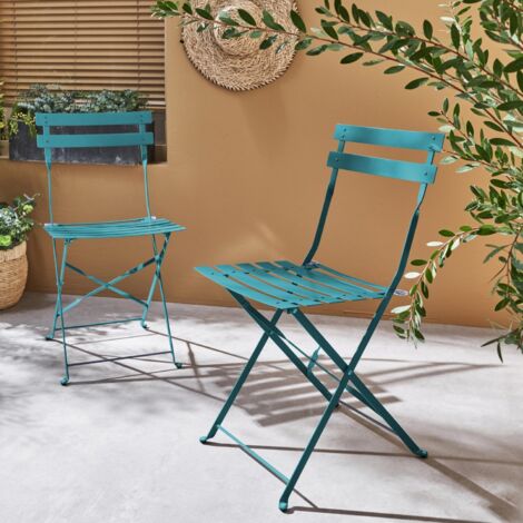 Set di 2 sedie da giardino pieghevole in metallo
