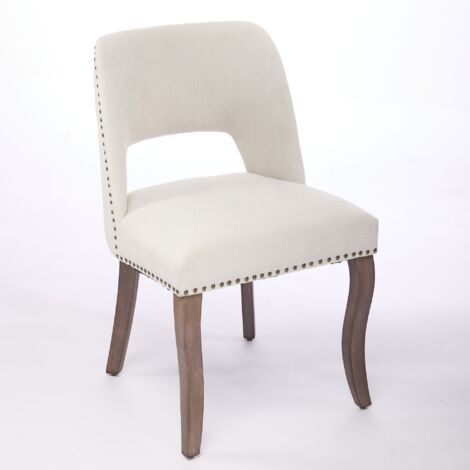 Set di 2 Sedie da Pranzo 58x51x82.5 cm, Imbottitura Comoda in Tessuto, Struttura in Legno, Beige, per Cucina e Sala da Pranzo