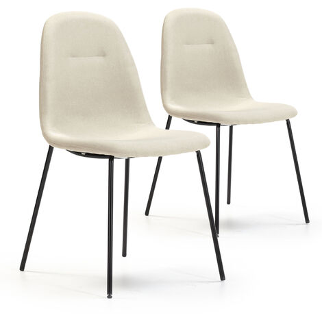 Set di 2 sedie da pranzo Brenda imbottite beige, 44 x 54 x 85 cm