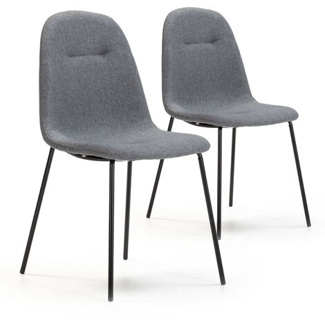 Set di 2 sedie da pranzo Brenda imbottite grigie, 44 x 54 x 85 cm