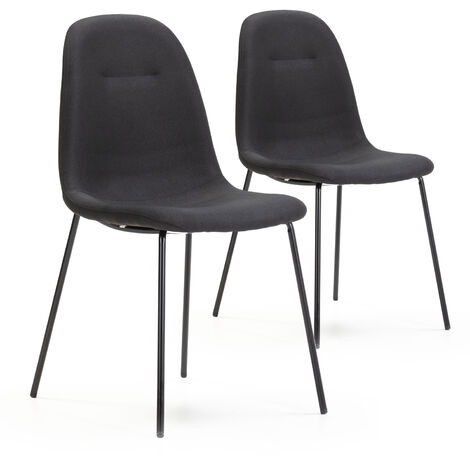 Set di 2 sedie da pranzo Brenda imbottite nere, 44 x 54 x 85 cm