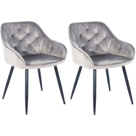 Set di 2 sedie da pranzo Cassis Velvet grigio chiaro Velluto