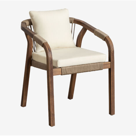 Set di 2 Sedie da Pranzo con Braccioli in Legno di Acacia Dubai SKLUM            