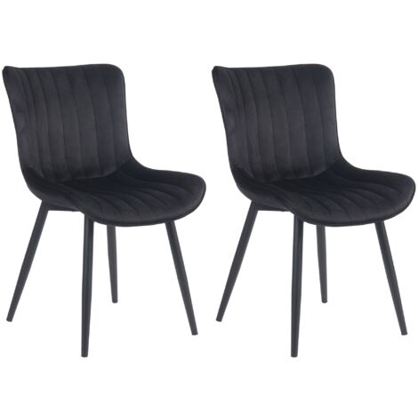 Set di 2 sedie da pranzo con cuciture decorative verticali con gambe in metallo nero, seduta in PVC nero 100001736