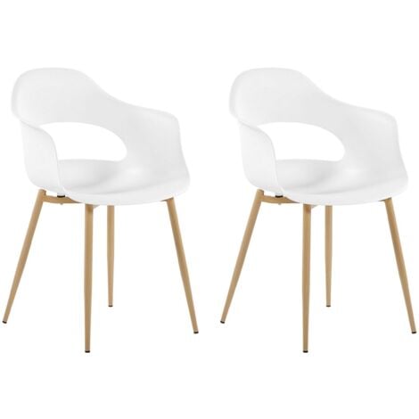 Set di 2 Sedie da Pranzo con Eleganti Gambe in Materiale Sintetico Bianco Utica