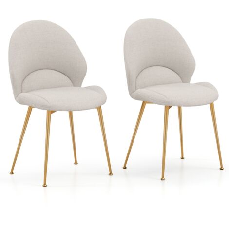 Set di 2 sedie da pranzo con schienale curvo imbottite, Sedie moderne senza braccioli con piedini regolabili Grigio